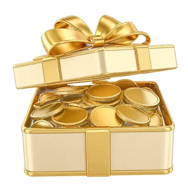 Gift box with coins — Pink