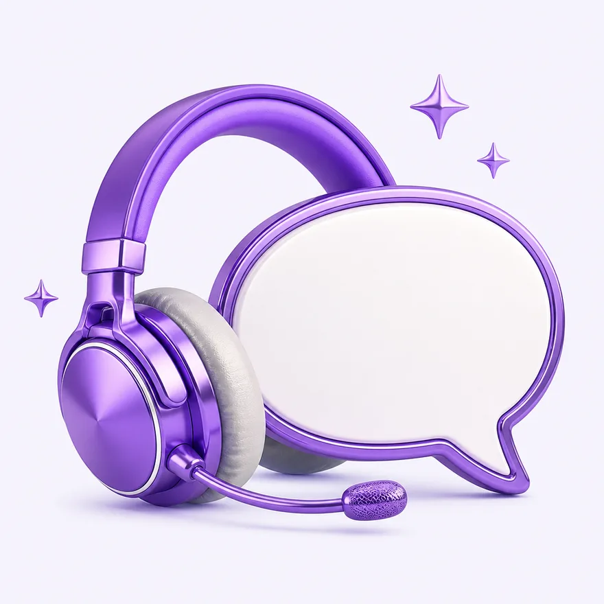 Headset with speech bubble — Pink