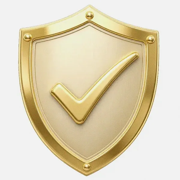 Checkmark shield — Pink