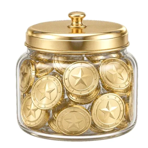 Coin-filled jar — Pink