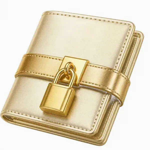 Locked leather wallet — Pink
