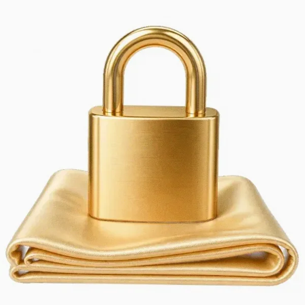 Padlock on folded cloth — Pink